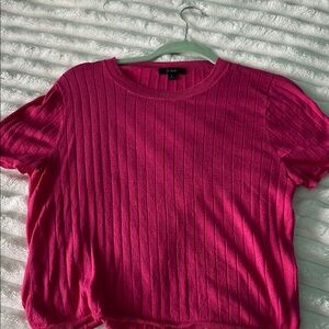J. Crew Ribbed Short Sleeve Knit Top - Bright Pink